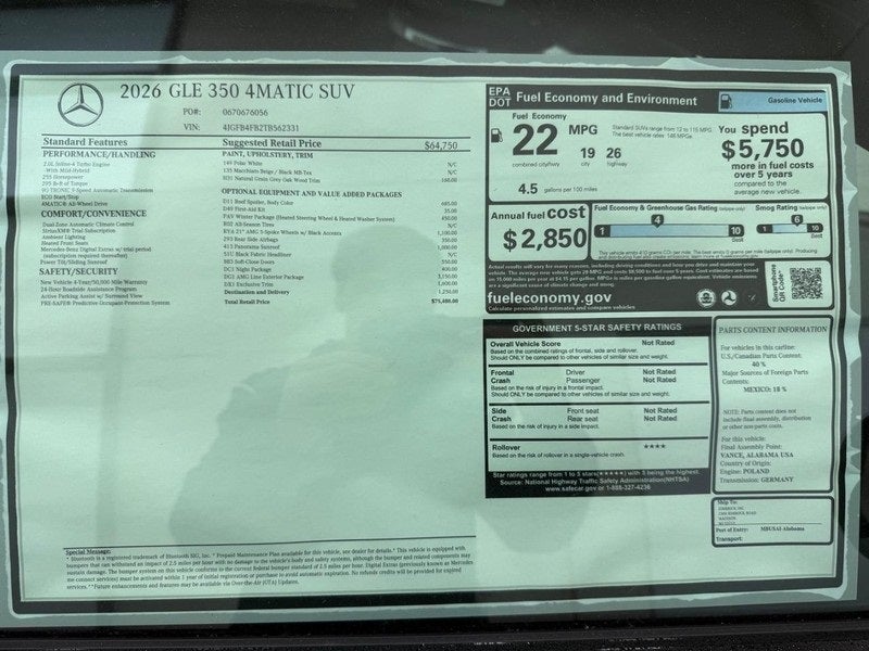 2026 Mercedes-Benz GLE GLE 350 4MATIC®