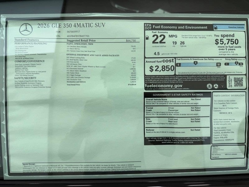 2026 Mercedes-Benz GLE GLE 350 4MATIC®