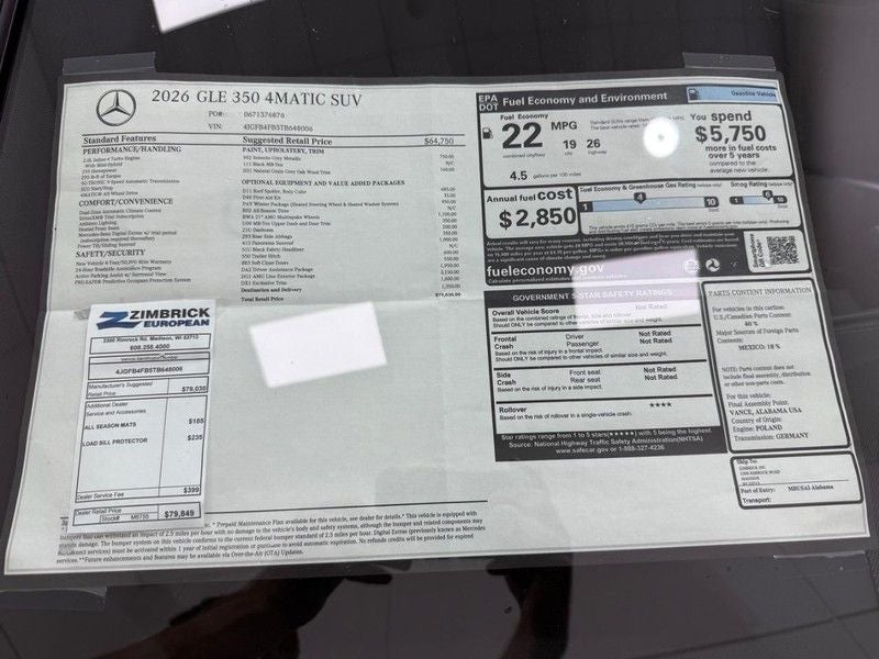 2026 Mercedes-Benz GLE GLE 350 4MATIC®