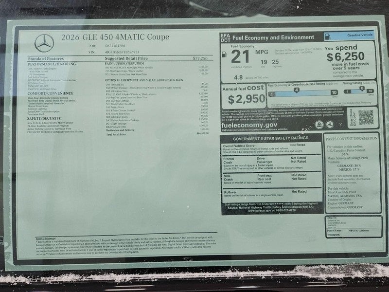 2026 Mercedes-Benz GLE GLE 450 Coupe 4MATIC®