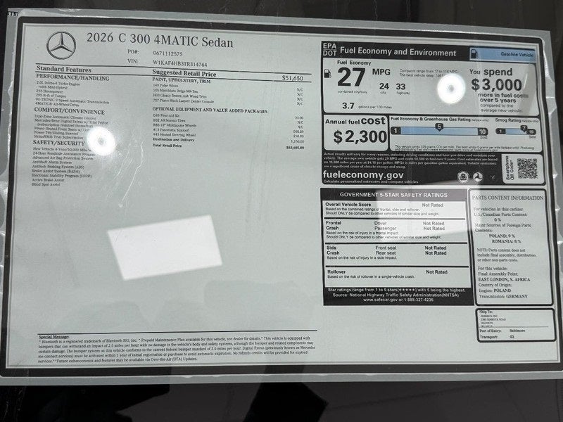 2026 Mercedes-Benz C-Class C 300 4MATIC®