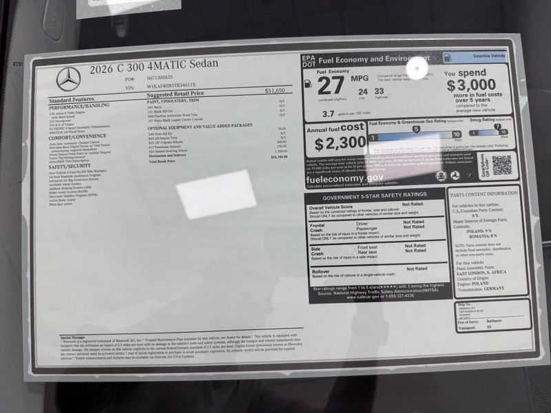 2026 Mercedes-Benz C-Class C 300 4MATIC®