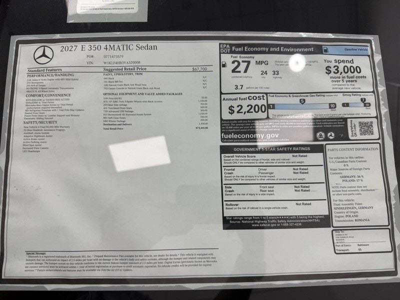 2027 Mercedes-Benz E-Class E 350 4MATIC®