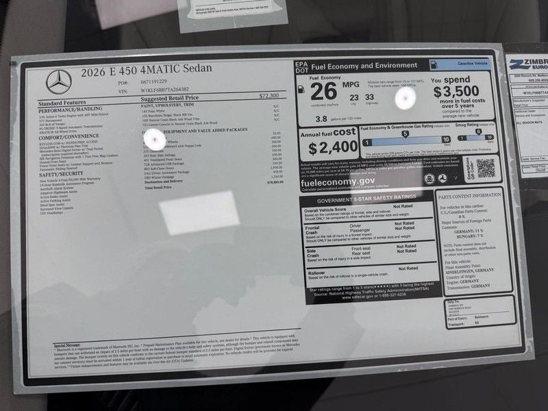 2026 Mercedes-Benz E-Class E 450 4MATIC®