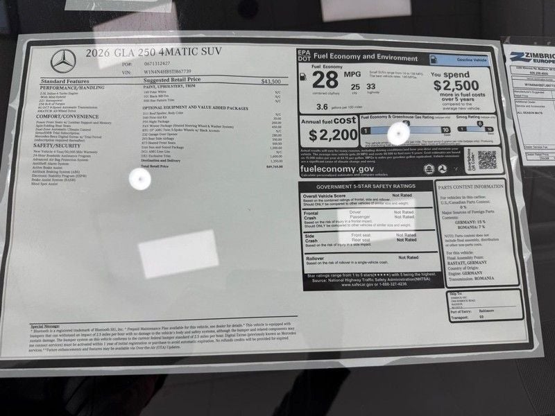 2026 Mercedes-Benz GLA GLA 250 4MATIC®