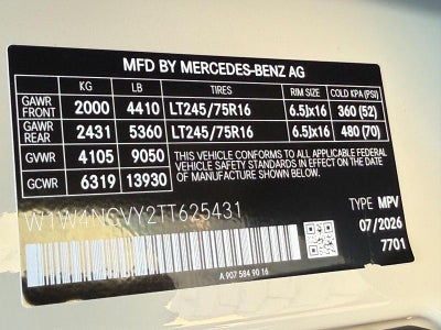 2026 Mercedes-Benz Sprinter 2500 Cargo 170 WB AWD