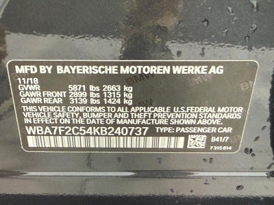 2019 BMW 7 Series 750i xDrive
